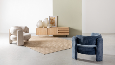 Fotoliu, tapițat în material textil culoare denim - AISHA BLUE [6]