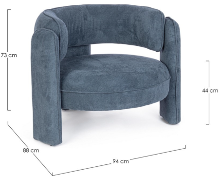 Fotoliu, tapițat în material textil culoare denim - AISHA BLUE [5]