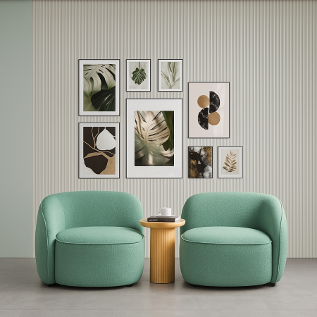 Set 2 fotolii, textil boucle verde mentă - LISABONA [1]