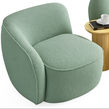 Promotii - Set 2 fotolii, textil boucle verde mentă - LISABONA