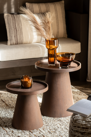 Promotii - Set 2 mese laterale rotunde din mdf - ROUND EDGES BROWN