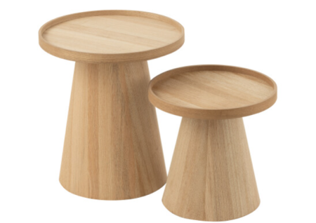 Set 2 mese laterale rotunde din lemn natural - ROUND EDGES [3]
