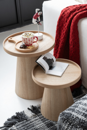 Promotii - Set 2 mese laterale rotunde din lemn natural - ROUND EDGES