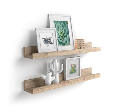 Biblioteci și rafturi - Set de 2 rafturi cu aspect de stejar, 60 cm - FIRST