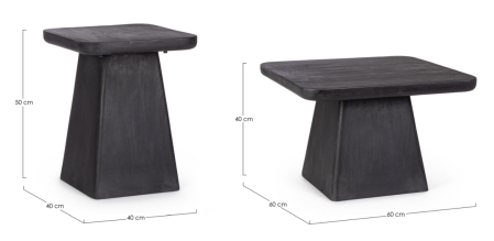Set măsuțe din lemn de mango, negre - FUJI SQUARE [4]