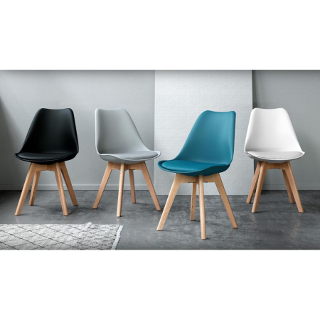 Set de 4 scaune negre cu picioare din lemn de fag - GRETA [3]