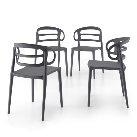 Set de 4 scaune din polipropilenă, gri - CARLOTTA