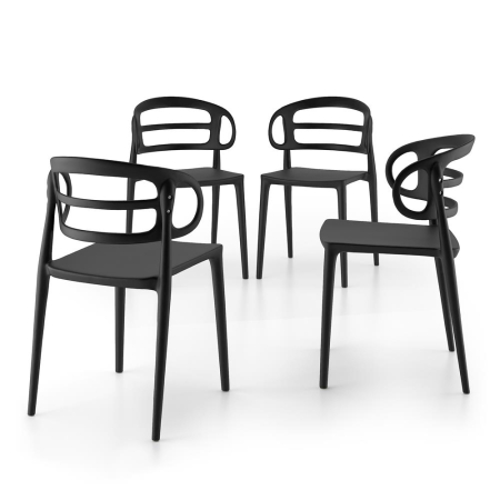 Set de 4 scaune din polipropilenă, negru - CARLOTTA