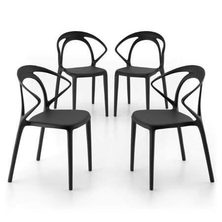 Scaune - Set de 4 scaune din polipropilenă, negru - OLIVIA