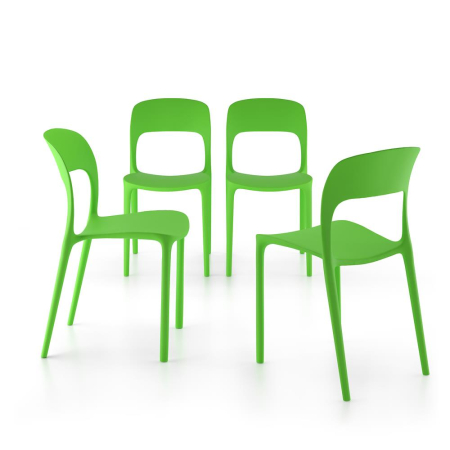 Scaune - Set de 4 scaune din polipropilenă, verde - AMANDA