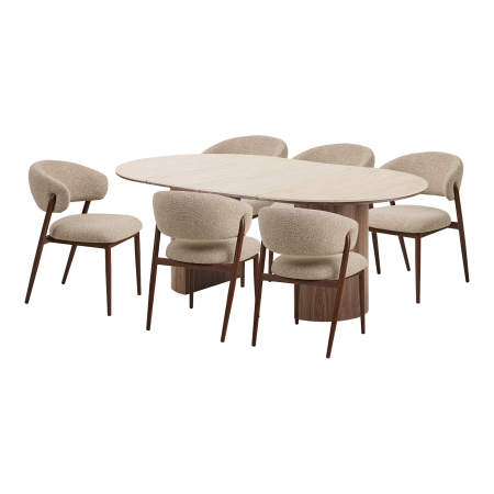 Noutati - Set dining Delphi si Cavi, masa extensibila si 6 scaune