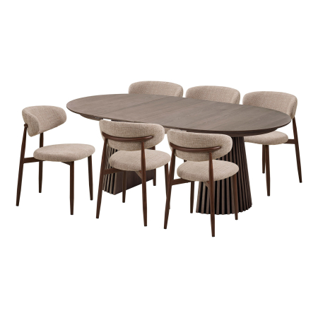 Noutati - Set dining Osaka si Levanto, masa extensibila nuc si 6 scaune