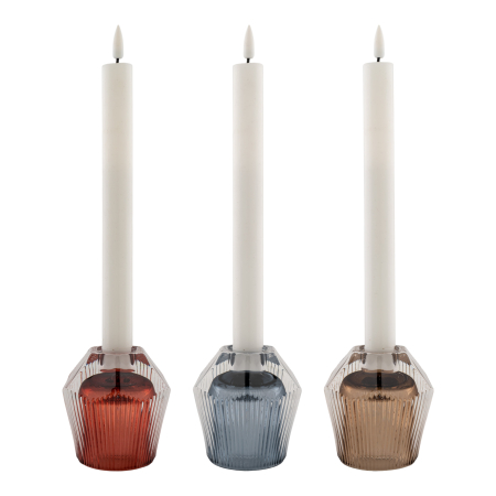 Accesorii decorative - Suport de lumânări cu sticlă texturată, roz trandafir, albastru, fumuriu - TREE