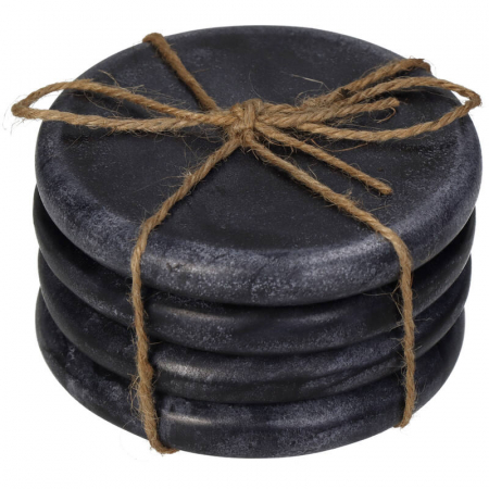Accesorii pentru servire - Suport de pahare negru, rotund, 10x10x4cm - COASTER O