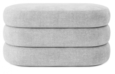 Taburet tip bancă, tapițat integral, gri, 92x47xh45cm - LOMI BENCH