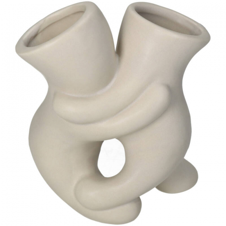 Accesorii decorative - Vază decorativă, ceramică alb ivoire, 14x8x10cm - TONIC
