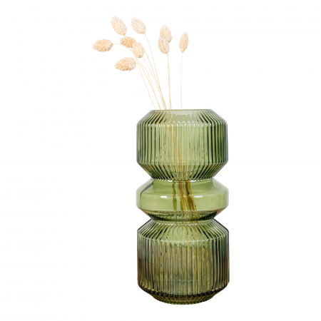 Accesorii decorative - Vază rotundă din sticlă verde, Ø12x25 cm - INFINITY