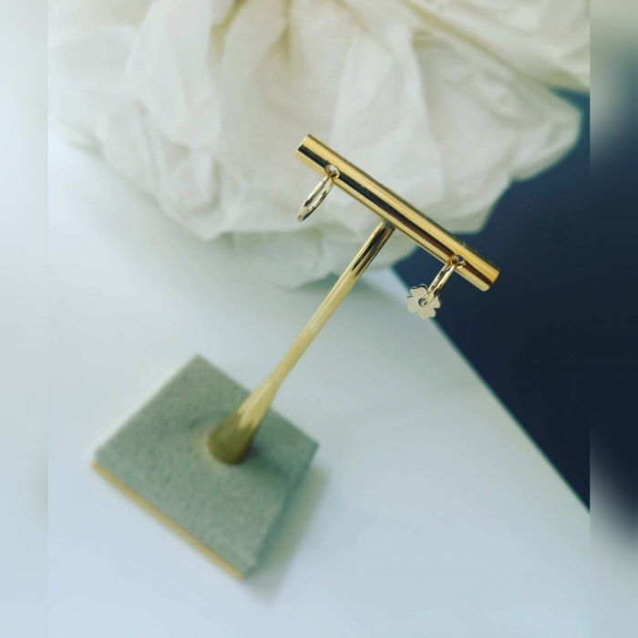 Accesoriu Trifoi din aur 14k pentru cercei creole [3]