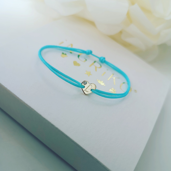 Bratara bebe si copii cu diamant natural si inima din Aur 14K [6]