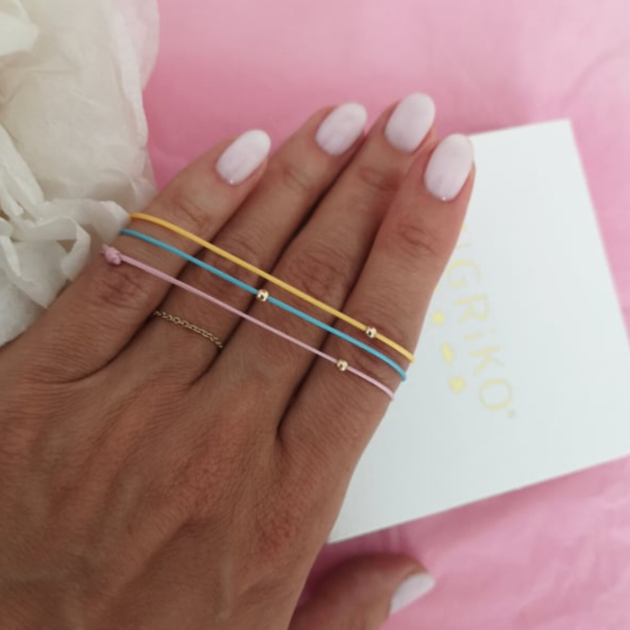 Bratara bebelusi cu biluta din Aur galben 14K, snur ajustabil [5]