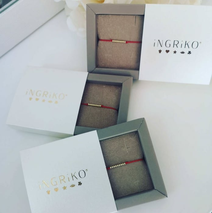 Bratara copii aur 14K cu bilute si snur reglabil [7]