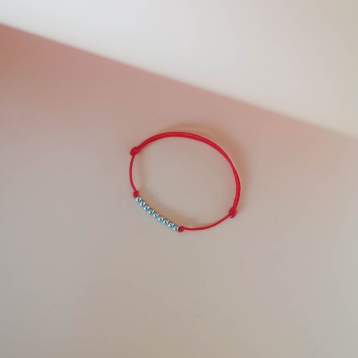 Bratara copii cu snur reglabil si bilute din argint 925 rodiat [2]