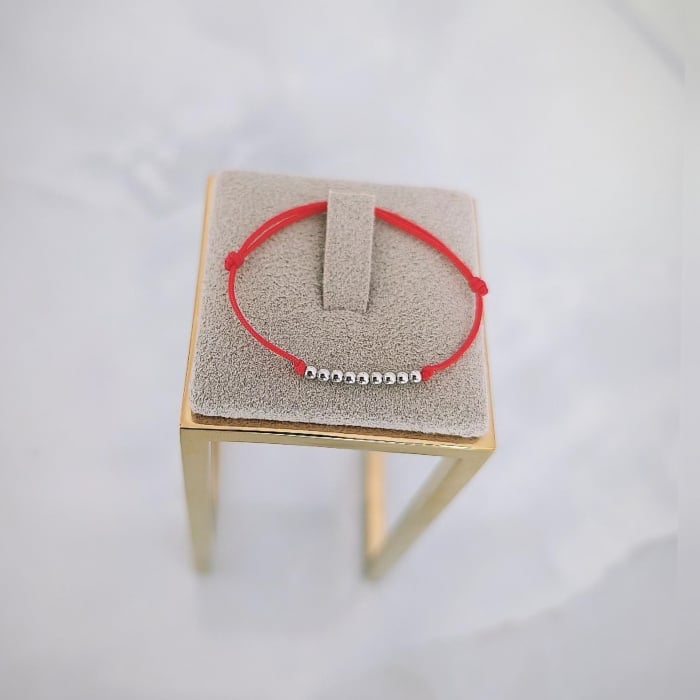 Bratara copii cu snur reglabil si bilute din argint 925 rodiat [1]