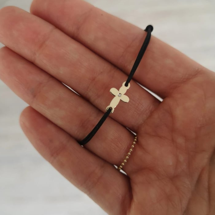 Bratara Cruce cu Diamant, aur 14K [3]