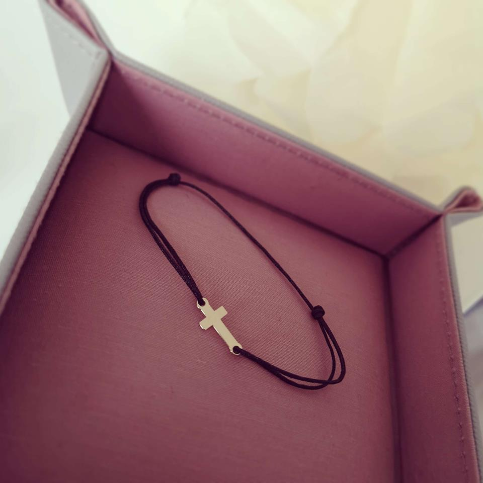 Bratara cruciulita aur galben 14K [4]
