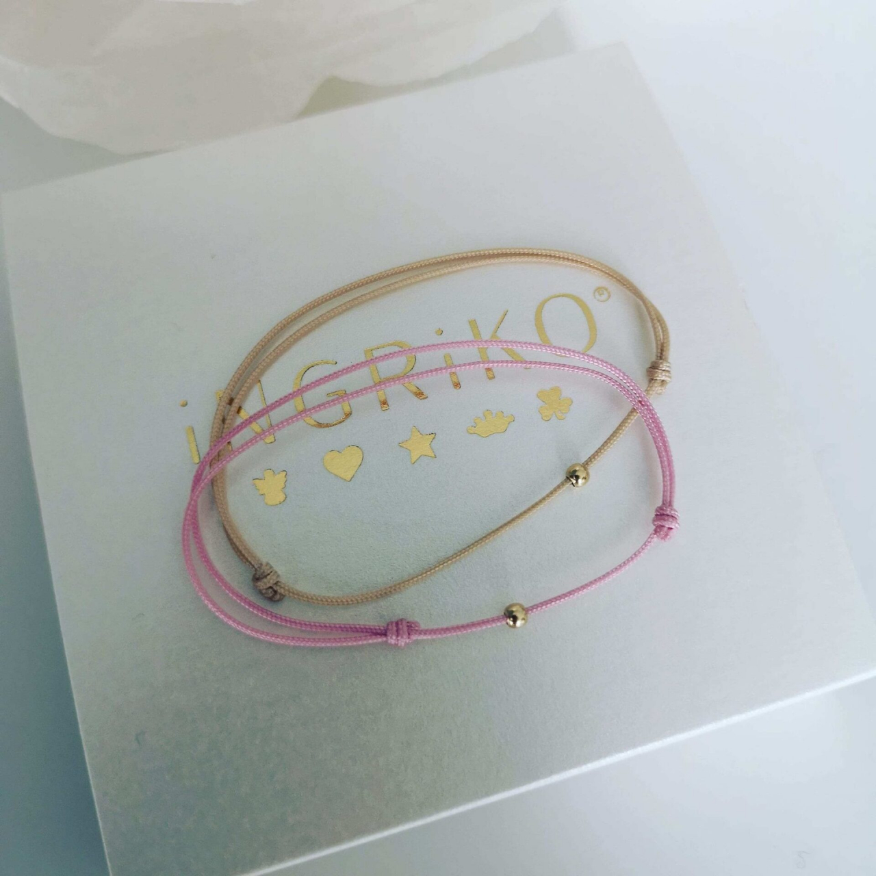 Bratara cu snur biluta aur galben 14K [6]