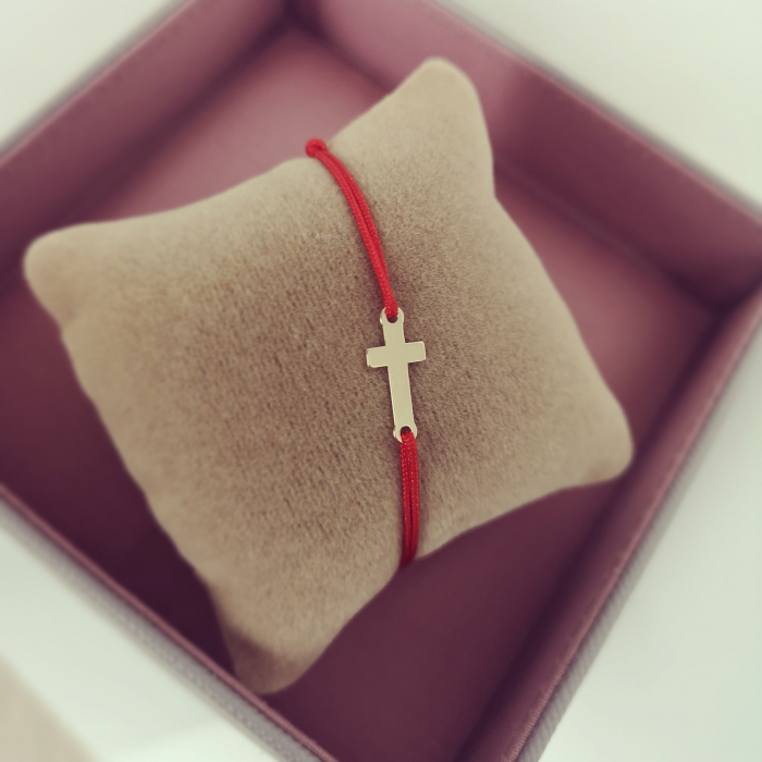 Bratara cu cruciulita din aur galben 14K pentru bebelusi si copii