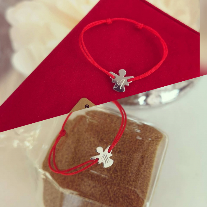 Bratara cu initiala gravata pe ingeras argint 925 [4]