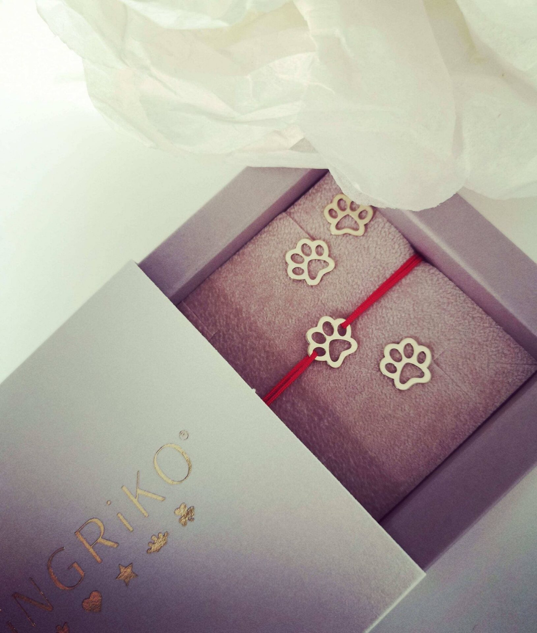 Bratara cu snur aur 14K labuta catel / pisica [4]