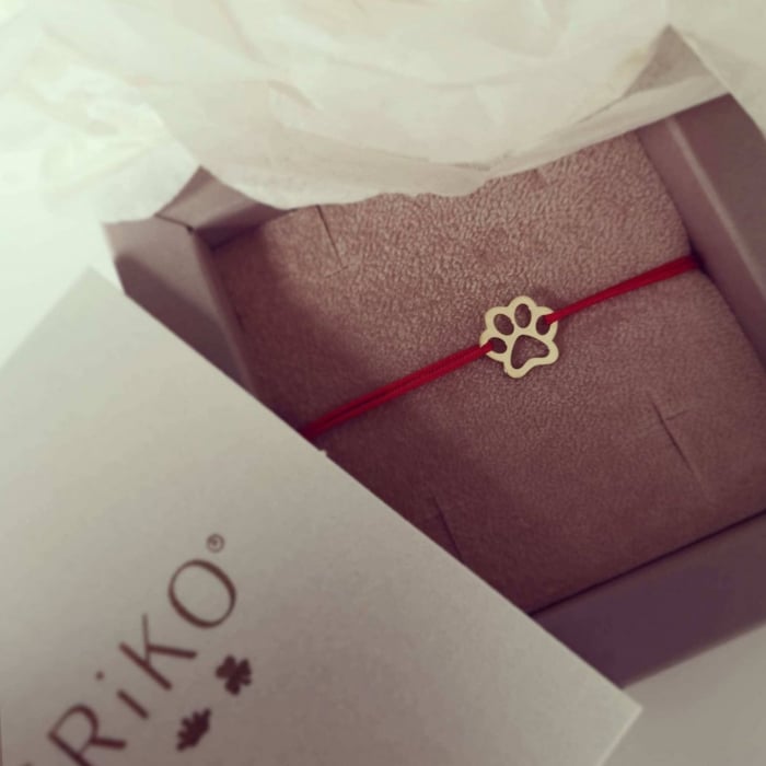 Bratara cu snur aur 14K labuta catel / pisica [2]