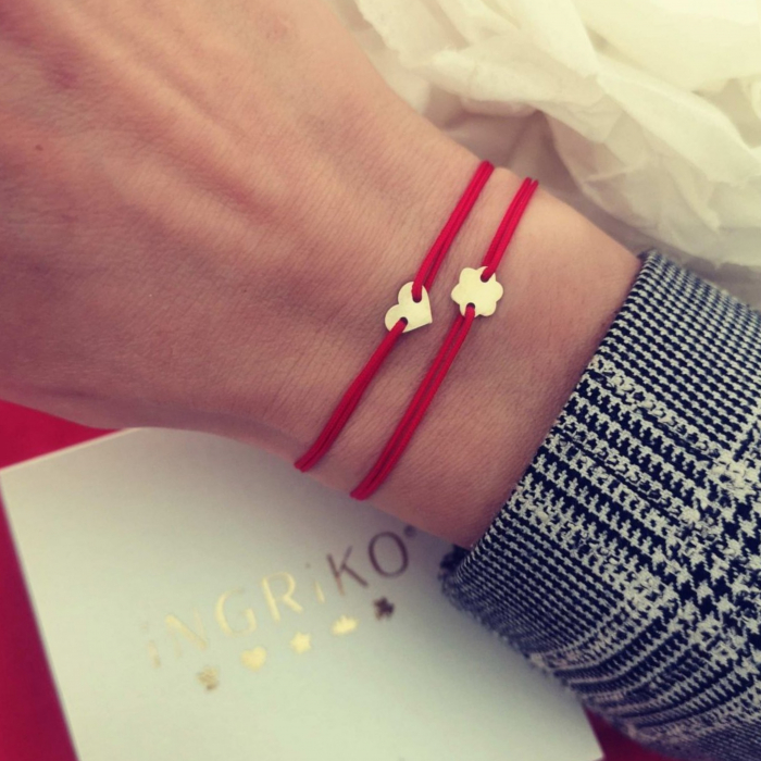 Bratara cu snur aur 585 inima 7mm [3]