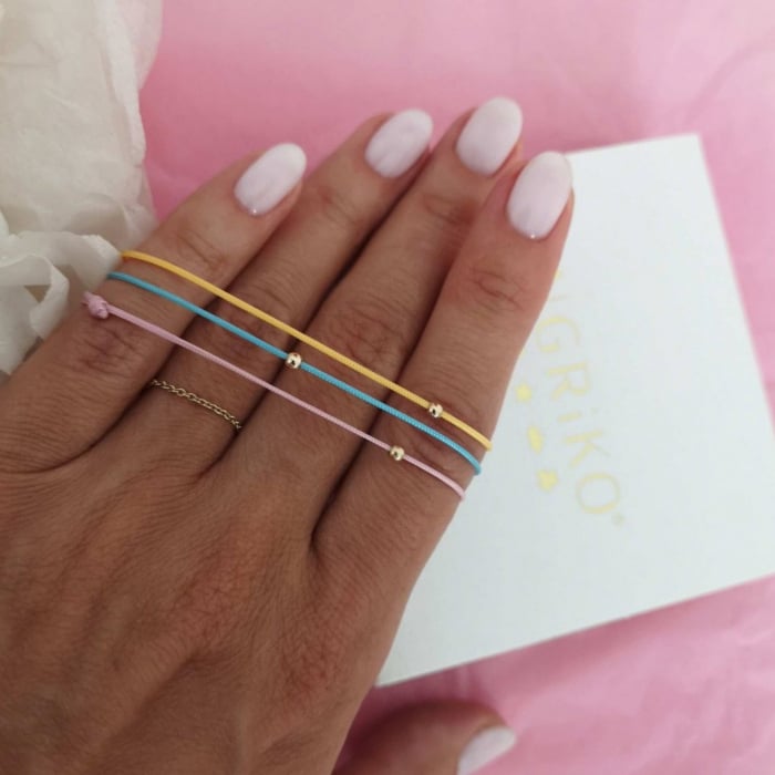 Bratara cu snur biluta aur galben 14K [3]