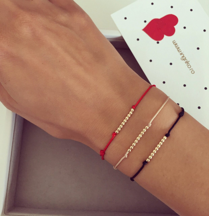 Bratara cu snur si bilute de aur 14K [2]