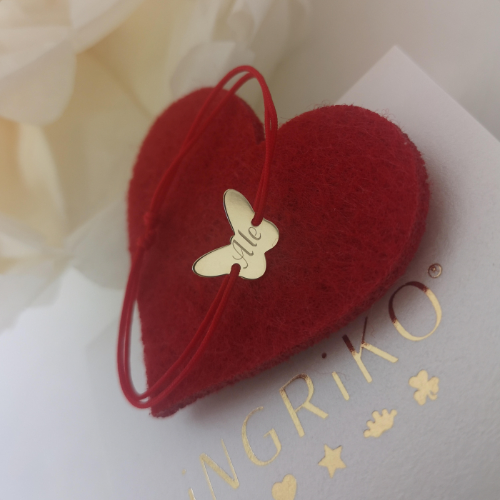 Bratara fluturas aur 14K cu snur reglabil si gravura [8]