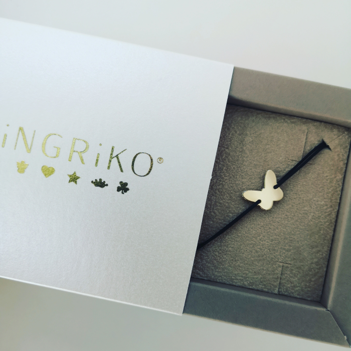 Bratara fluturas aur 14K cu snur reglabil si gravura [5]