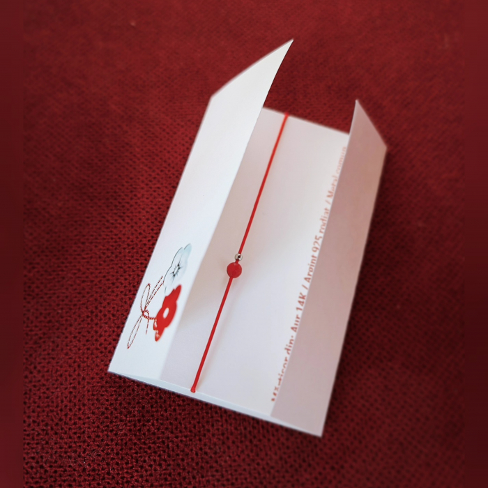 Bratara martisor - biluta argint 925 si jad rosu [3]