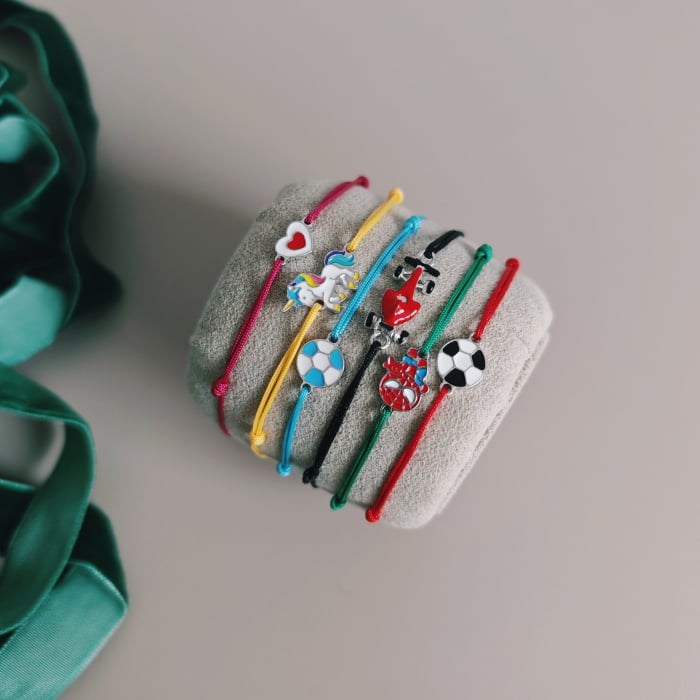 Bratara Minge Fotbal din argint 925 cu snur reglabil [2]