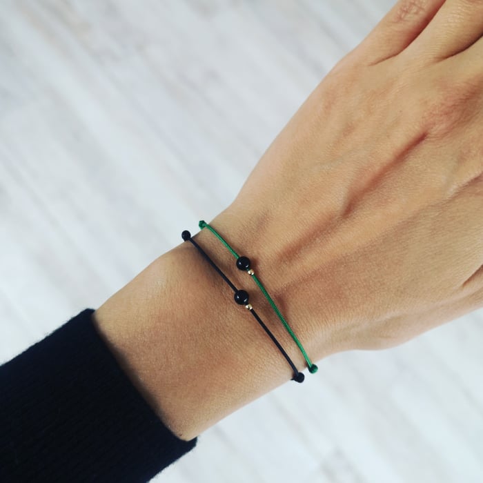 Bratara onix si biluta 2mm din Aur 14K [2]