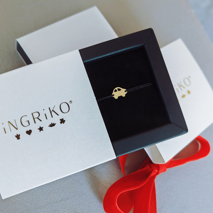 Bratara Personalizata cu Masina din Aur 14K si Snur Reglabil [7]