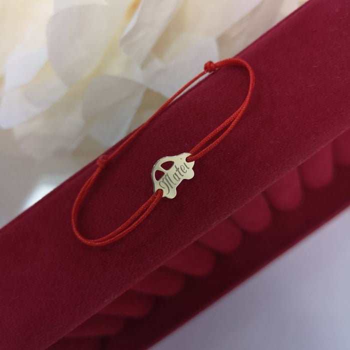 Bratara Personalizata cu Masina din Aur 14K si Snur Reglabil [3]