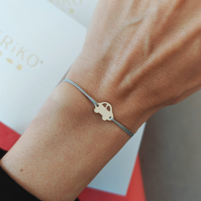 Bratara Personalizata cu Masina din Aur 14K si Snur Reglabil [6]