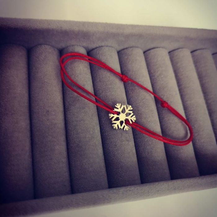 Bratara snur aur 14K cu fulg de nea [2]