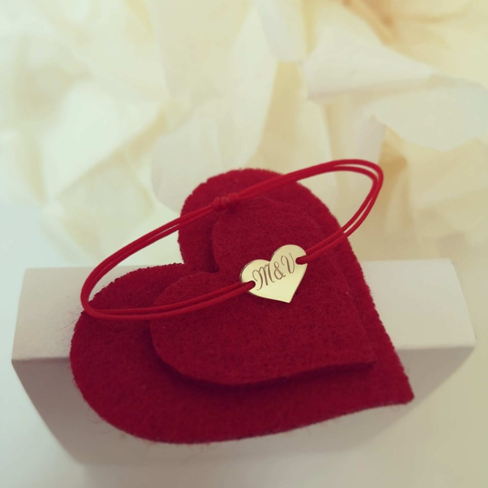 Bratara snur aur 14K cu inima personalizata [3]