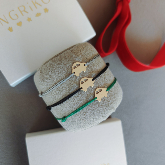 Bratara Snur Aur 14K cu Masinuta Personalizata pentru Baieti [2]