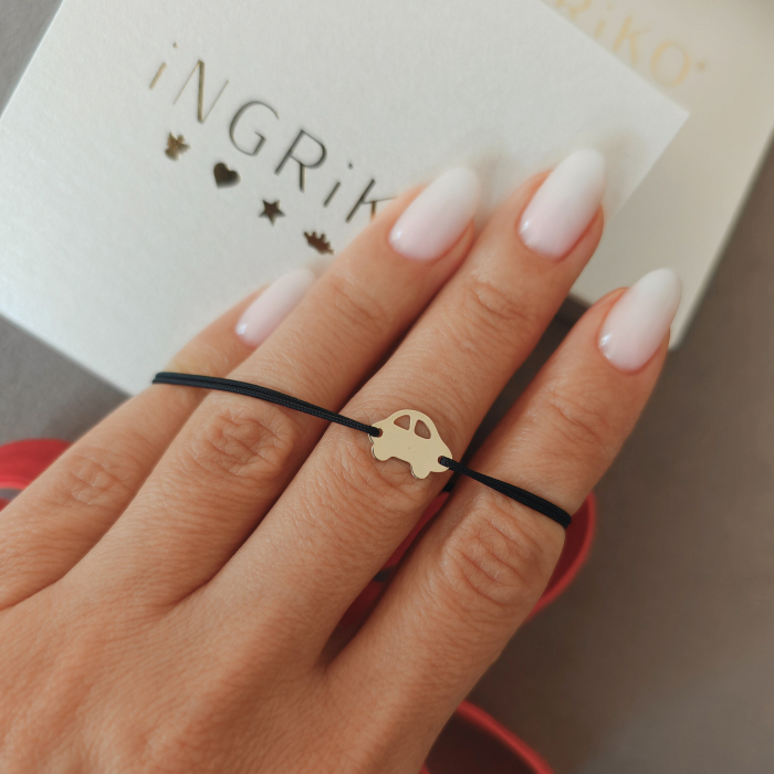 Bratara Snur Aur 14K cu Masinuta Personalizata pentru Baieti [6]