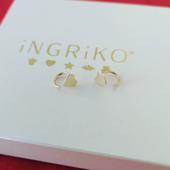 Cercei aur galben 14K inima Amore dama si copii [2]